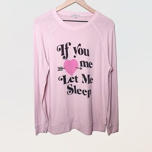 Junk Food Sz L If You Love Me Let Me Sleep Pink Sweatshirt